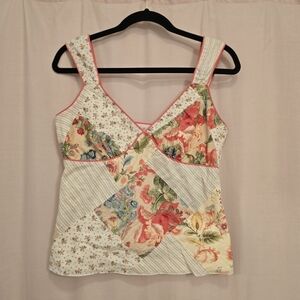 Floral Quilted Jacket with Coral Trim